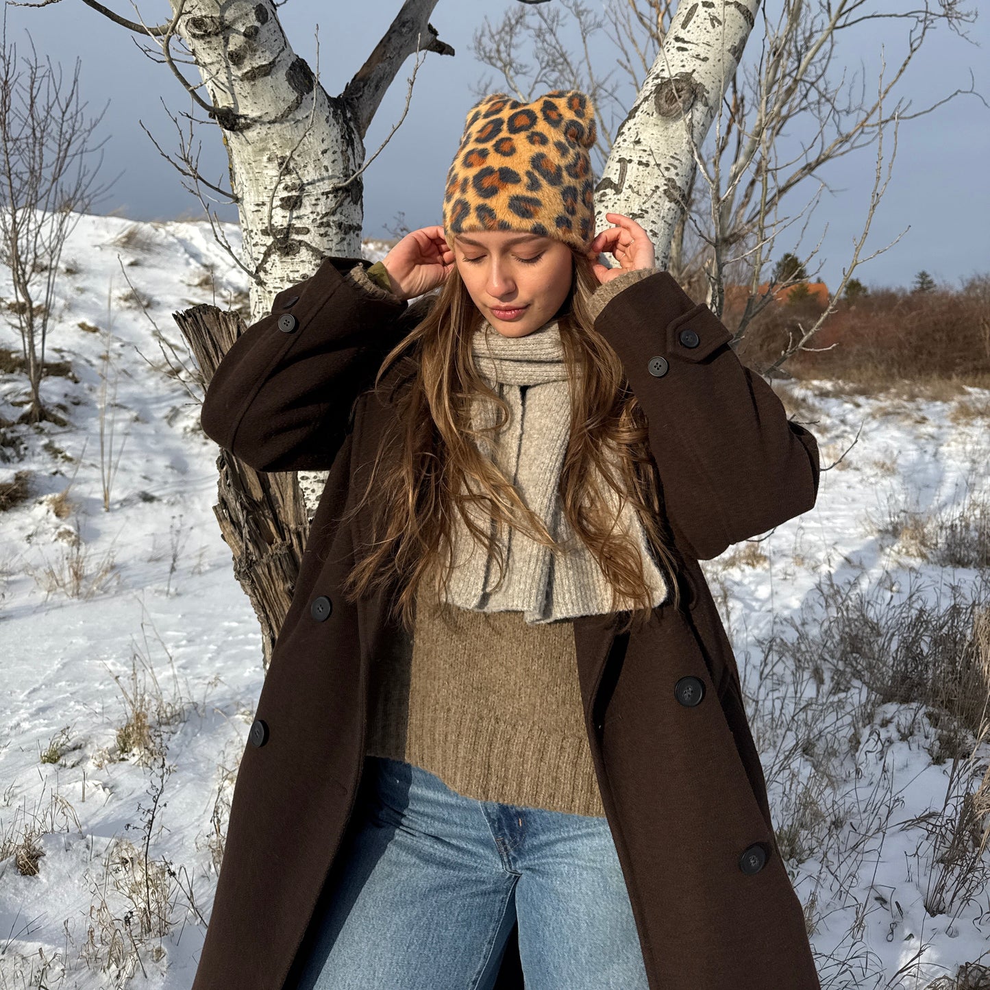 
                  
                    Leopard streetwear beanie with a soft texture
                  
                