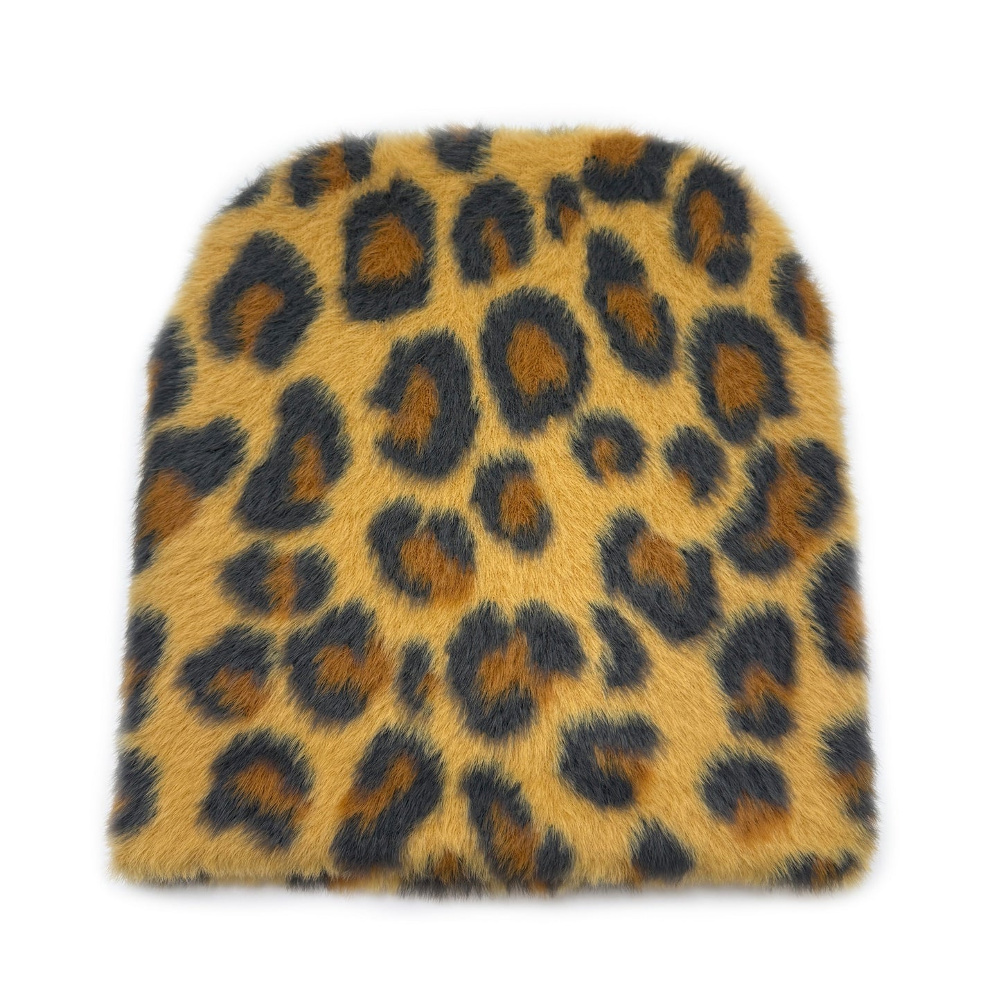 Flauschige Beanie-Mütze mit Leopardenmuster aus Kunstfell